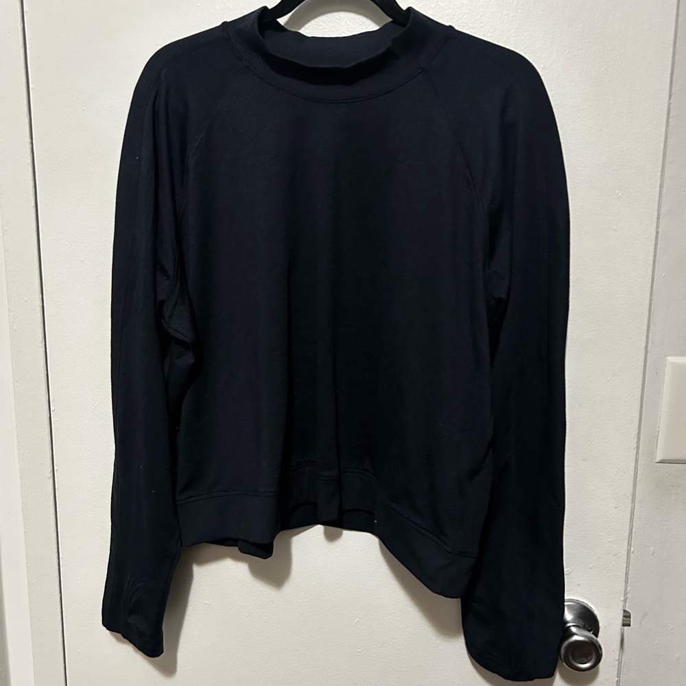 Navy Fleece-Lined Long Sleeve Top